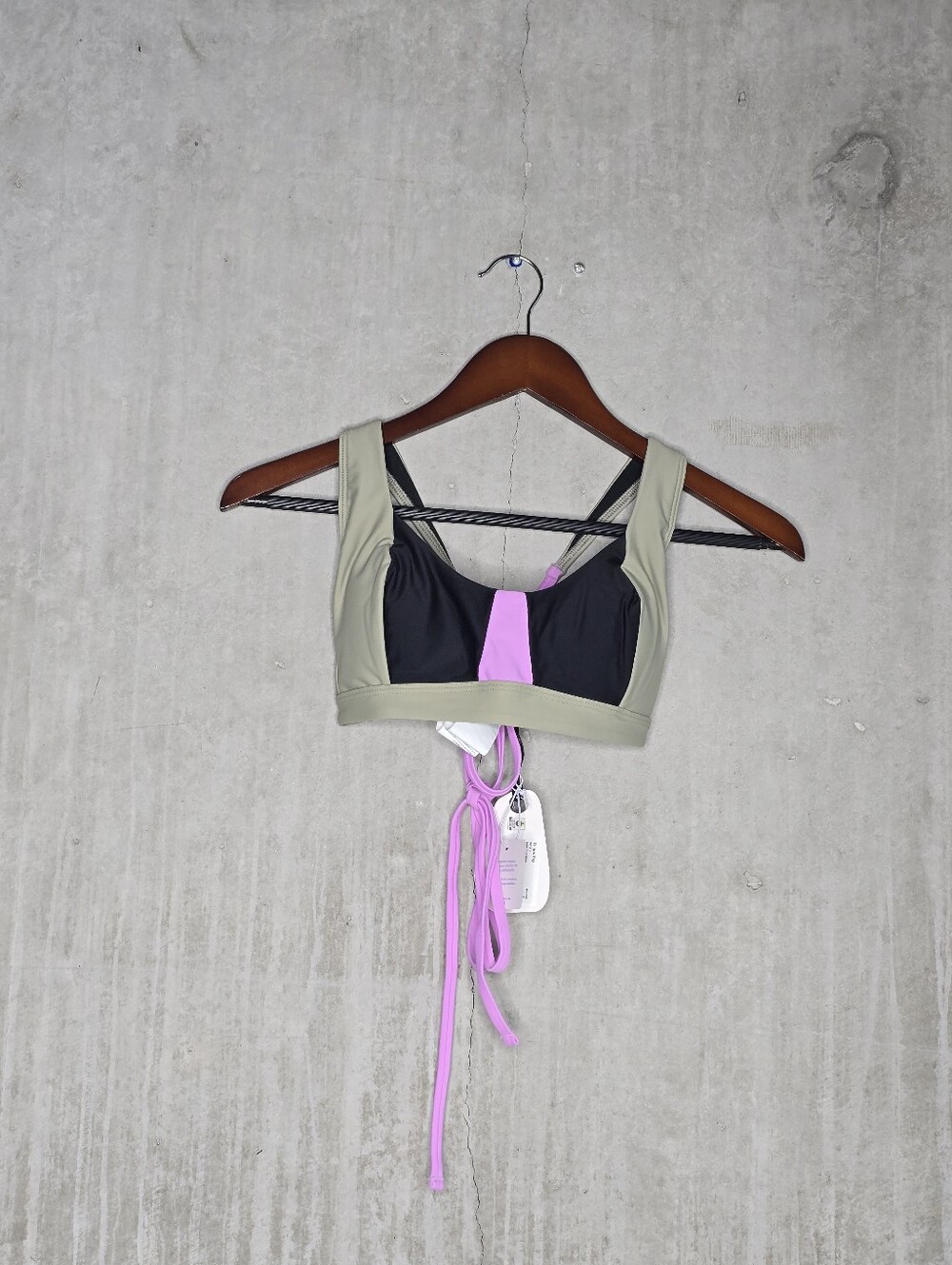 Prana Olive Green, Black & Purple Bikini Top Size S